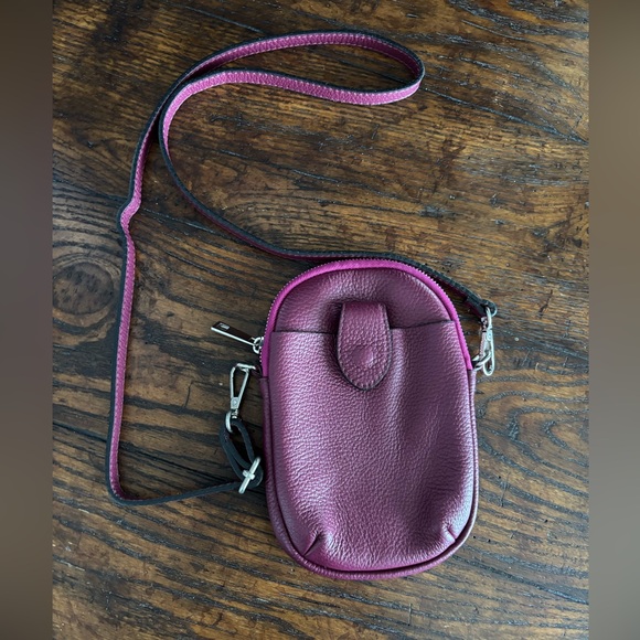 ITALY BORSE IN PELLA Genuine Leather Burgundy Purple  Cute Small Bag/Crossbody, - Picture 2 of 15